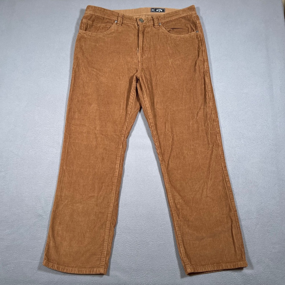 Billabong Mens‎ Corduroy Pants Size 33x29 Brown Thick Cords Skater Surfer